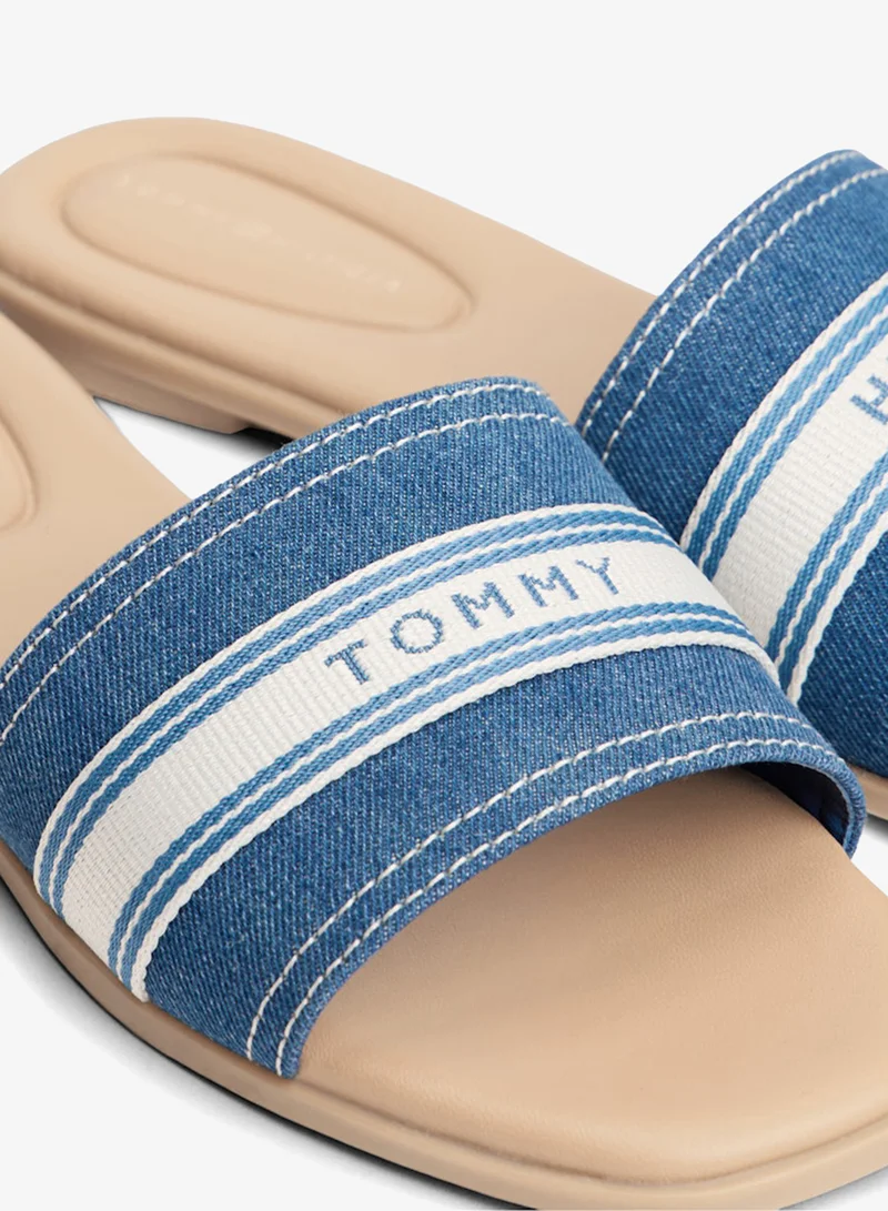 TOMMY HILFIGER Denim Canvas Denim Webbing Strap Mules for Women | Best Price UAE